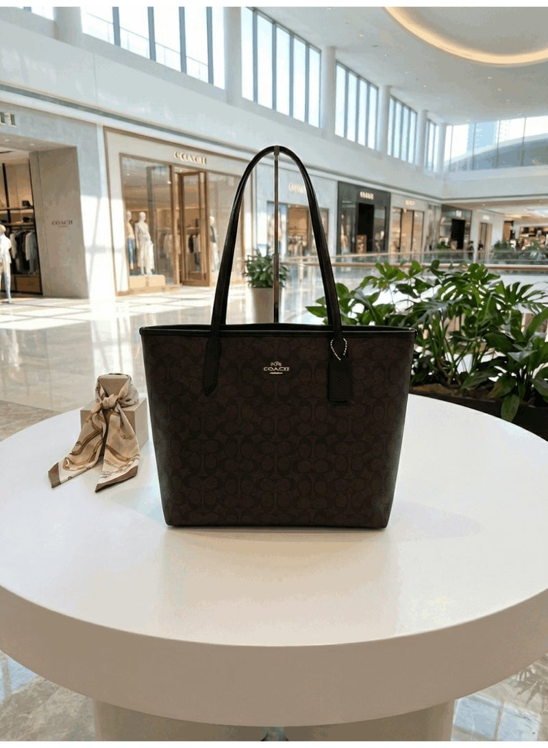 كوتش اوت ليت حقيبة كوتش سيتي توت المصنوعة من القماش الموقّع، من موضة النساء، متعددة الاستخدامات، بسعة كبيرة، مقاس كبير، قابلة للحمل باليد والكتف - Image 1