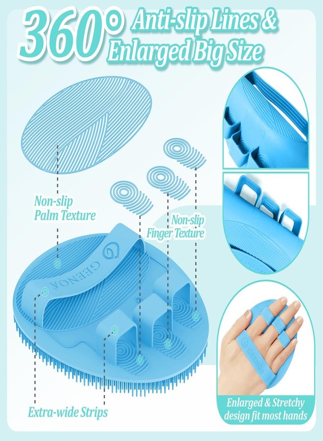 GEENOA Silicone Back Scrubber & Soft Bath Glove 2PCS, 16''- 21''Extendable Back Scrubber with Dual-Side Large Head, 360° Anti-Slip Hand-fit Silicone Body Scrubber for Rich Foaming Deep Cleaning(Blue) - Image 5