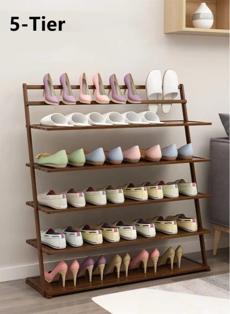 Kutis 5-Tiers Shoe Rack Organizer Natural Bamboo 80x24x96 cm  - Image 1