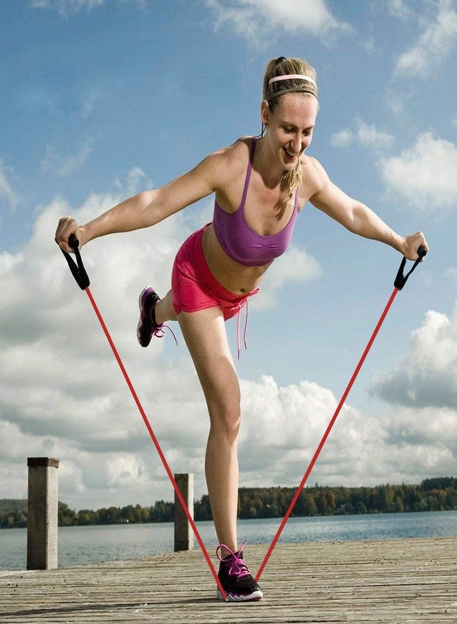 Wearslim ® TPE and Foam Premium Resistance Band Exercise Cord with Workout Plans Professional Toning Tube Exerciser with Comfort Handles Red 35-40 Lbs - Image 4