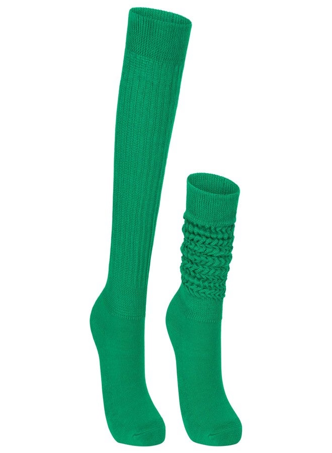 Zando Green Slouch Socks for Women - Soft Green Knee High Scrunchy Socks Long Womens Boot Slouchy Sock Stacked Scrunch Sock One Size - Image 1