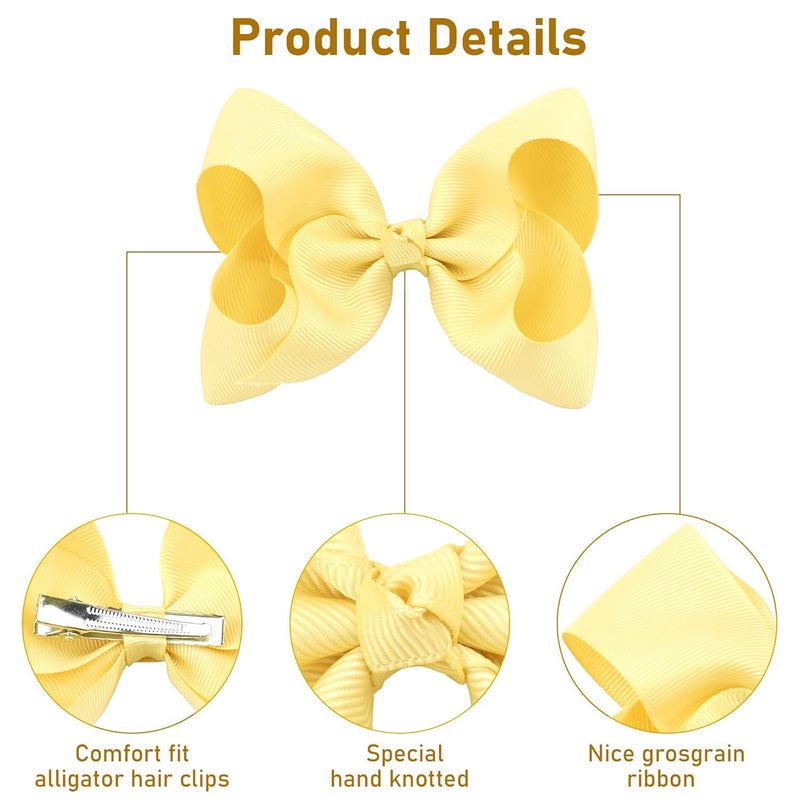 JOYOYO 40Pcs 4.5" Hair Bows Alligator Clips, Grosgrain Ribbon Girls Bows Clips Barrettes Hair Accessories for Baby Girls Toddlers Kids Teens (4.5inch,20 Colors in Pairs) - Image 5