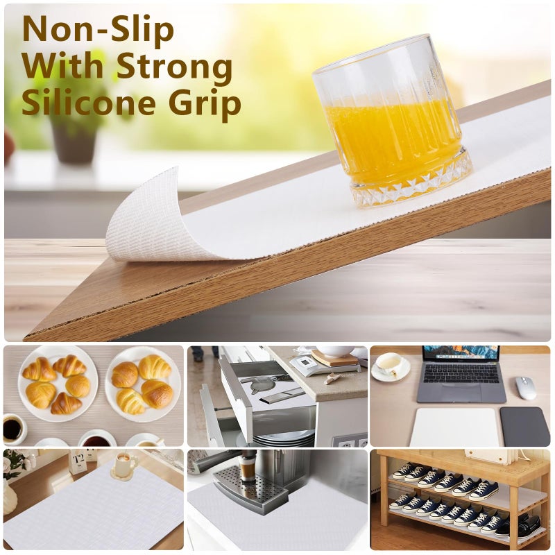 TEZZ Shelf Liner, 11.8 Inches x 20 FEET Non-Slip Kitchen Cabinet Liner, Washable Oil-Proof Non-Adhesive Contact Paper for Drawer, Cabinet, Shelves, Cupboard, Refrigerator, Storage, Desks, Countertop - Image 3
