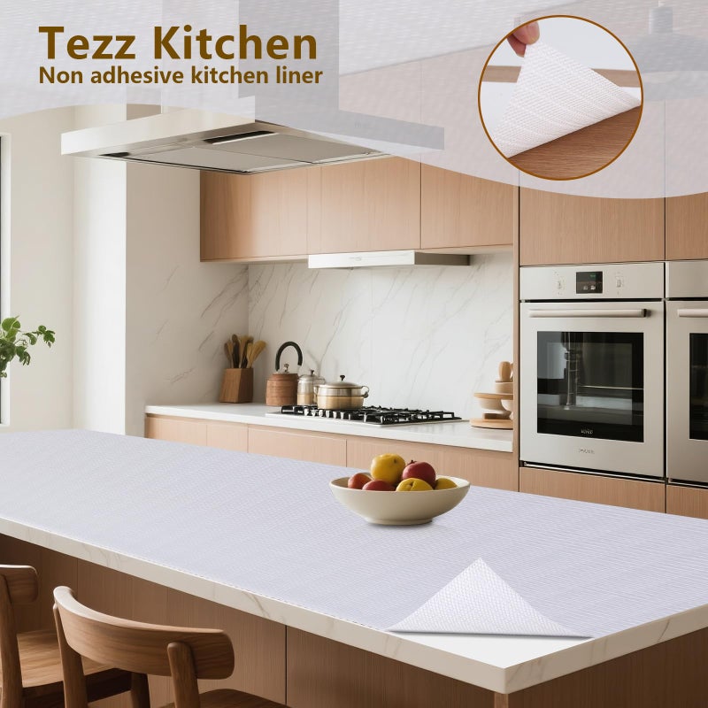 TEZZ Shelf Liner, 11.8 Inches x 20 FEET Non-Slip Kitchen Cabinet Liner, Washable Oil-Proof Non-Adhesive Contact Paper for Drawer, Cabinet, Shelves, Cupboard, Refrigerator, Storage, Desks, Countertop - Image 4