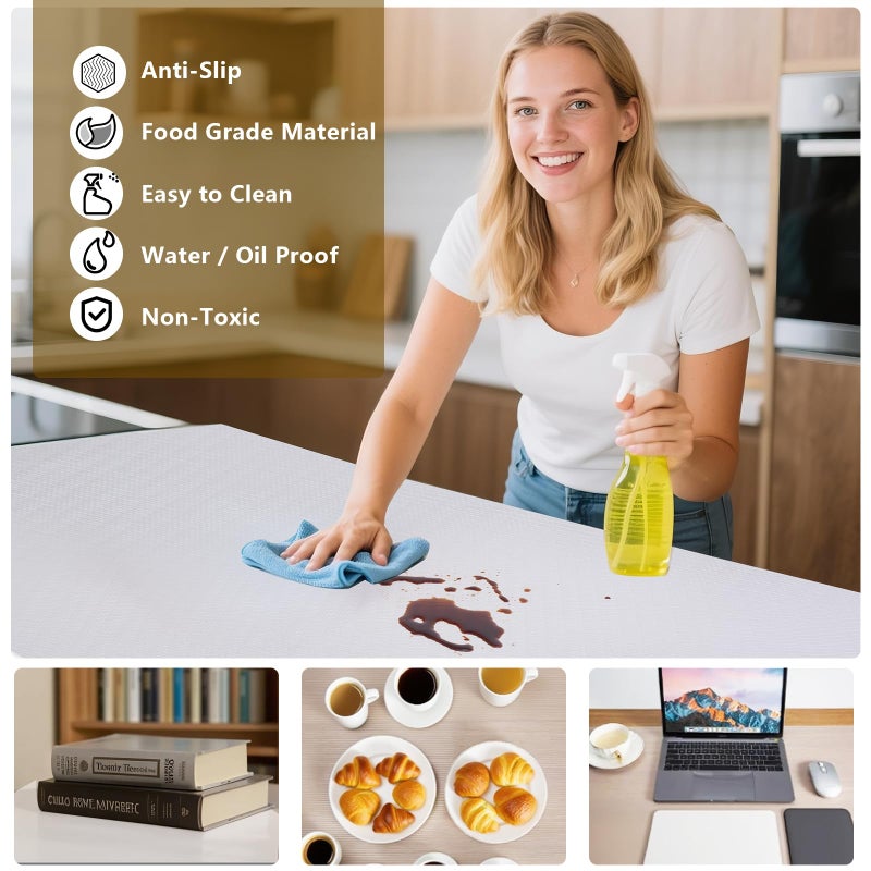 TEZZ Shelf Liner, 11.8 Inches x 20 FEET Non-Slip Kitchen Cabinet Liner, Washable Oil-Proof Non-Adhesive Contact Paper for Drawer, Cabinet, Shelves, Cupboard, Refrigerator, Storage, Desks, Countertop - Image 2