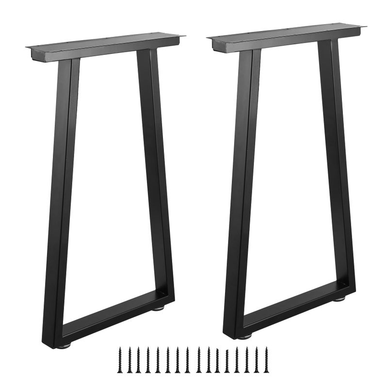 ALLCOS Metal Legs for Table 28 inch Trapezoid Shape Dining Table Legs Heavy Duty Desk Legs Metal Coffee Table Legs Black Set of 2