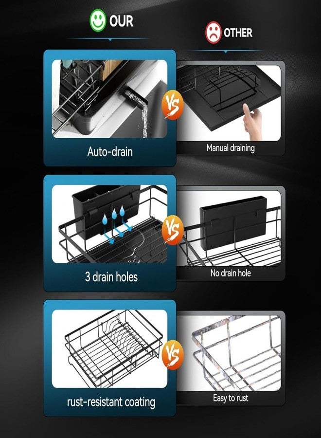 COLBEX رف تجفيف أطباق معدني قابل للتمديد من COLBEX® مع صينية تجميع السوائل وحصيرة تجفيف، رف أطباق كبير 2 في 1 للمطبخ أو فوق الحوض، مقاوم للصدأ، مزود بلوح تصريف وفتحتين للأواني وحامل أدوات المطبخ. - Image 5