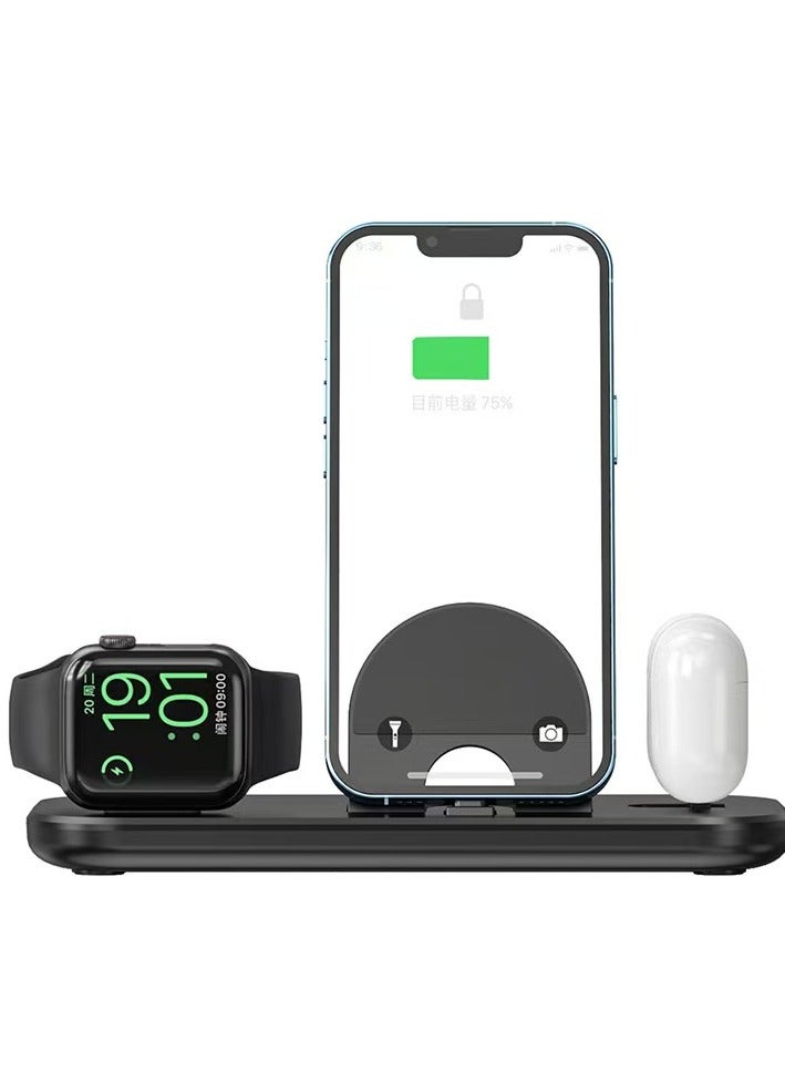 general Three in one wireless charger multifunctional charging base suitable for 6-13 series mobile phones, watches, headphones (black universal version) - Image 2