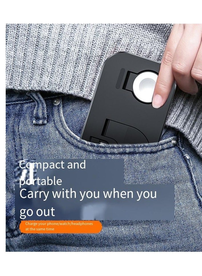 general Three in one wireless charger multifunctional charging base suitable for 6-13 series mobile phones, watches, headphones (black universal version) - Image 4