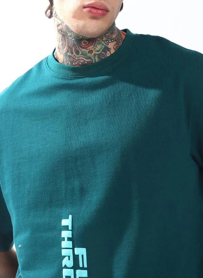 HIGH STAR Moto Racer Graphic Printed Round Neck Short Sleeves Relaxed Fit Cotton T-shirt