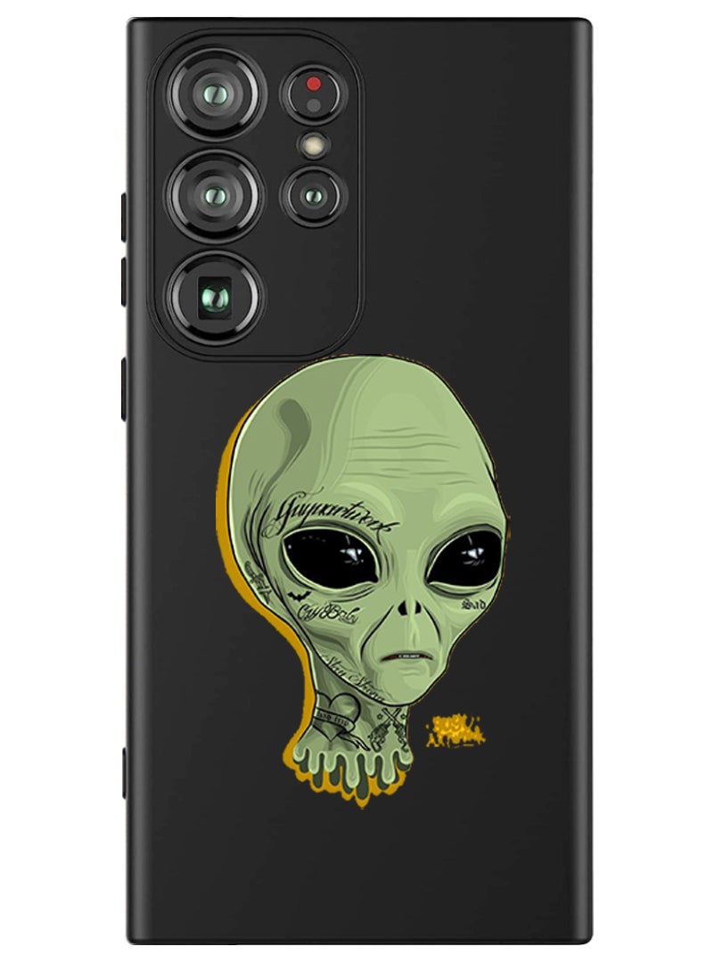 Theodor Protective Slim Fit Case Liquid Silicone Cover with Full Body Protection Anti-Scratch Shockproof Case For Samsung Galaxy S24 Ultra (Black) - alien - Image 1