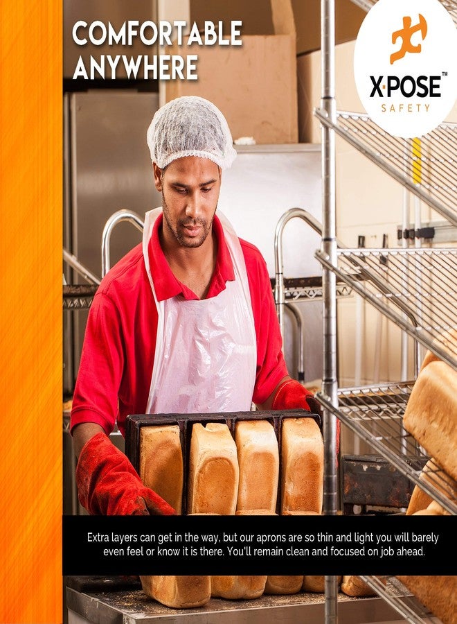 إكسبوز سايفتي مآزر بلاستيكية بيضاء للاستخدام مرة واحدة من Xpose Safety 100 للطهي والمزيد، معبأة بشكل فردي، متينة ومقاومة للماء بسمك 1 مل من البولي إيثيلين، 24 بوصة × 48 بوصة - Image 4