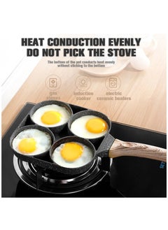 Breakfast Pan Nonstick All-In-One 3 Section Frying Pan Divided Frying Grill Pan for Egg Bacon and Burgers Suitable for Gas Stove & Induction cooker(four section)