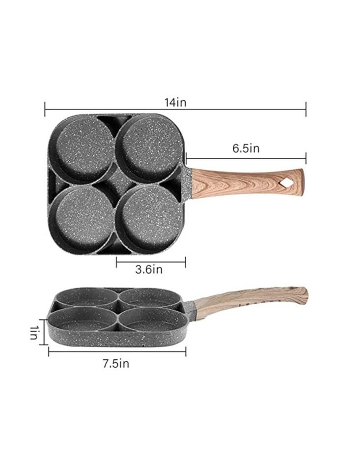 Generic - Breakfast Pan Nonstick All-In-One 3 Section Frying Pan Divided Frying Grill Pan for Egg Bacon and Burgers Suitable for Gas Stove & Induction cooker(four section) - Image 1