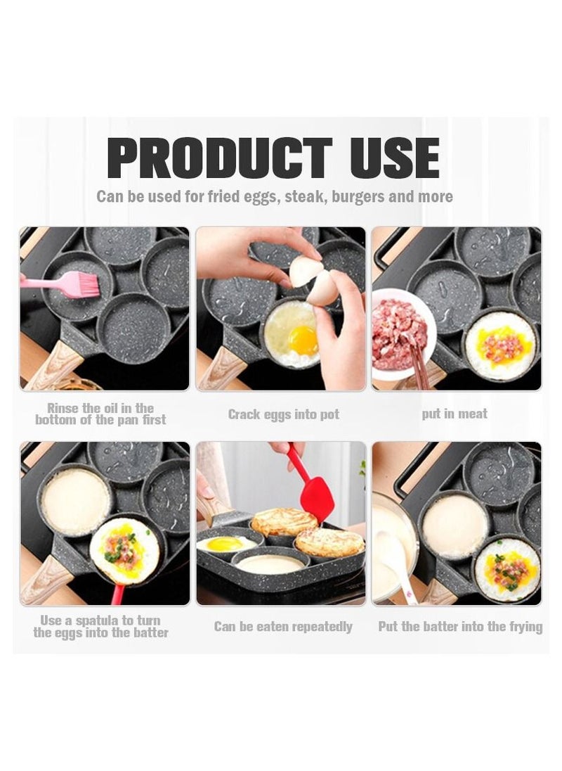 Generic - Breakfast Pan Nonstick All-In-One 3 Section Frying Pan Divided Frying Grill Pan for Egg Bacon and Burgers Suitable for Gas Stove & Induction cooker(four section) - Image 1