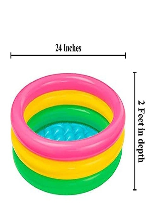 غلان حوض سباحة/حمام مائي للأطفال من جلان/متعة الصيف مع مضخة هواء (متعدد الألوان) (2 قدم) - Image 2