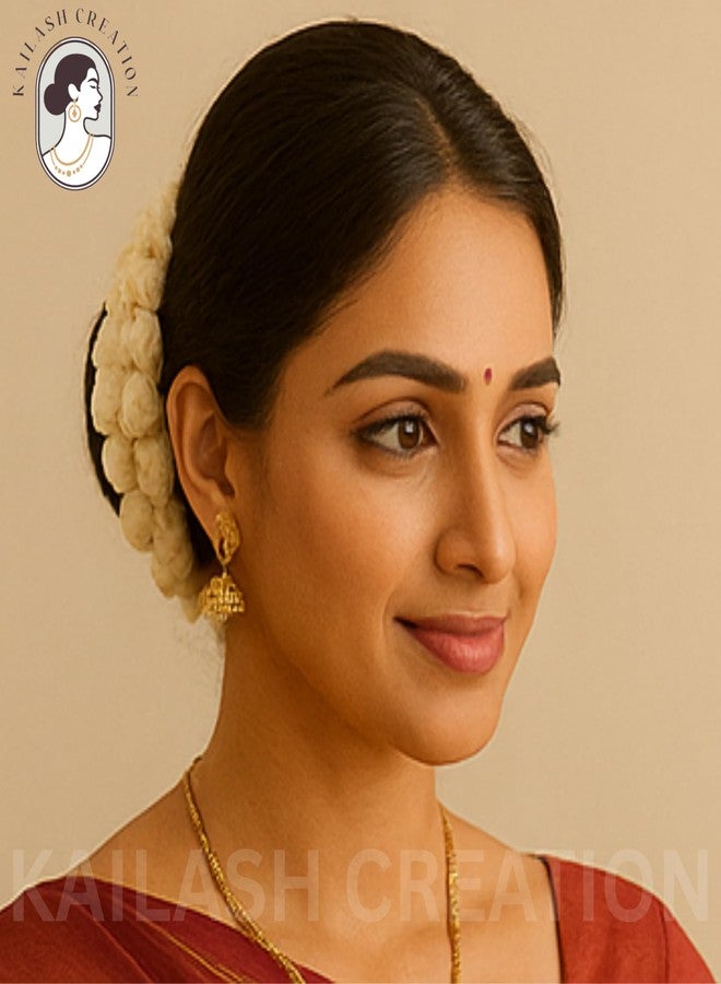 Kailash Creation Artificial Jasmine Mogra Flower Hair Gajra for Women and Girls | Reusable White Juda Garland for Bridal, Weddings, South Indian Festivals, Pooja, Temple Visits, Parties, Classical Dance (Bharatanatyam) Hairstyles (Pack of 1) - Image 5