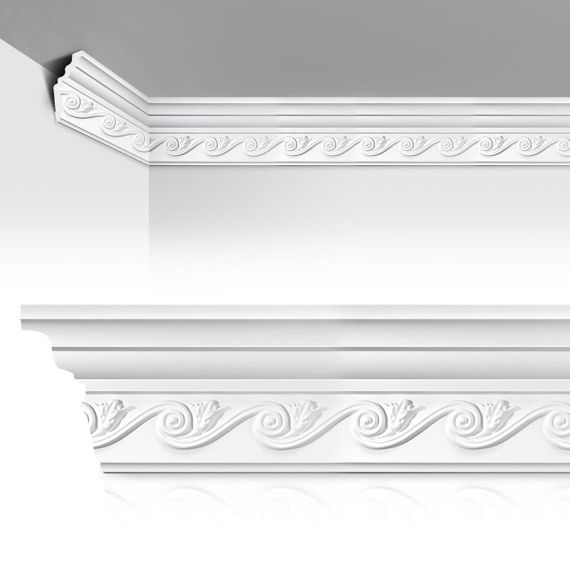 Marsui 4 Pcs Ceiling Crown Molding Trim 4-1/2 Inch Face x 94.5 in Long Total Decorative Ceiling Crown Moulding Trim Installed with Glue (Not Included) Luxe Style Decor (Vivid Style) - Image 1