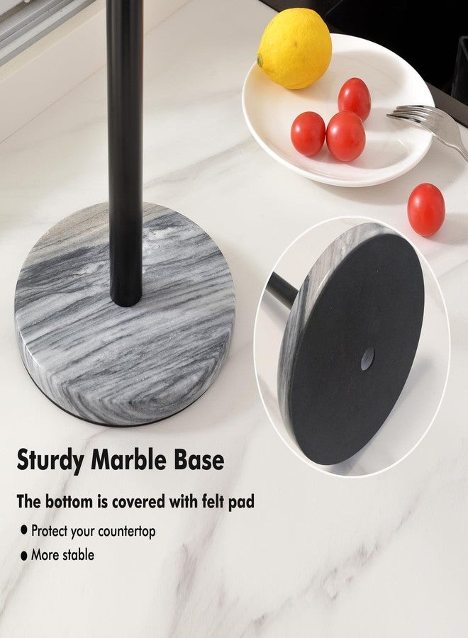 exilon Black Paper Towel Holder Countertop with Heavy Marble Base, Standing Paper Towel Roll Holder for Kitchen Bathroom, with Weighted Base for One-Handed Operation - Image 2