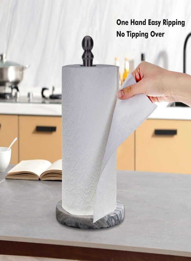 exilon Black Paper Towel Holder Countertop with Heavy Marble Base, Standing Paper Towel Roll Holder for Kitchen Bathroom, with Weighted Base for One-Handed Operation - Image 3
