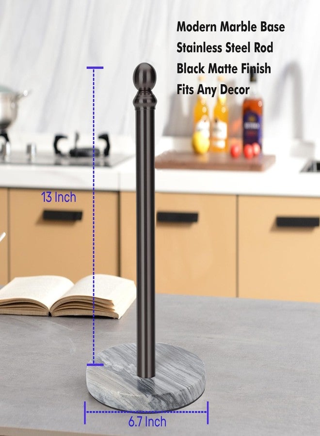 exilon Black Paper Towel Holder Countertop with Heavy Marble Base, Standing Paper Towel Roll Holder for Kitchen Bathroom, with Weighted Base for One-Handed Operation - Image 4