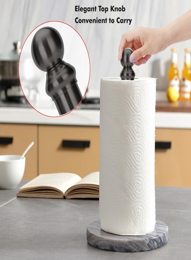 exilon Black Paper Towel Holder Countertop with Heavy Marble Base, Standing Paper Towel Roll Holder for Kitchen Bathroom, with Weighted Base for One-Handed Operation - Image 5