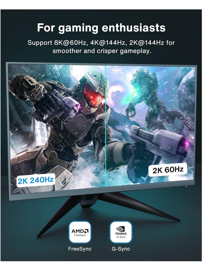 igeekwell VESA Certified DisplayPort Cable（DP TO DP） 1.4, 8K DP Cable  [8K@60hz, 4K@144hz, 2K@165Hz], HBR3 Support 32.4Gbps, HDCP 2.2, Gold-Plated 8K Display Port Cable Lead for Gaming Monitor, TV, Laptop, PC(5M,1 PACK) - Image 5