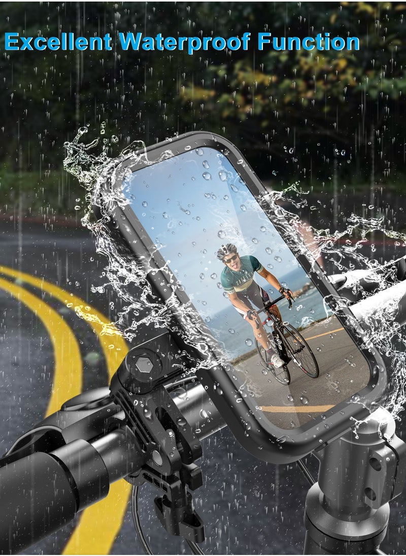 HouDeOS Cycle Phone Holder Waterproof,Motorcycle Handlebar Mount,Mountain Bicycle Cellphone Clamp，Scooter Phone Clip Freely Adjustable  - Image 3