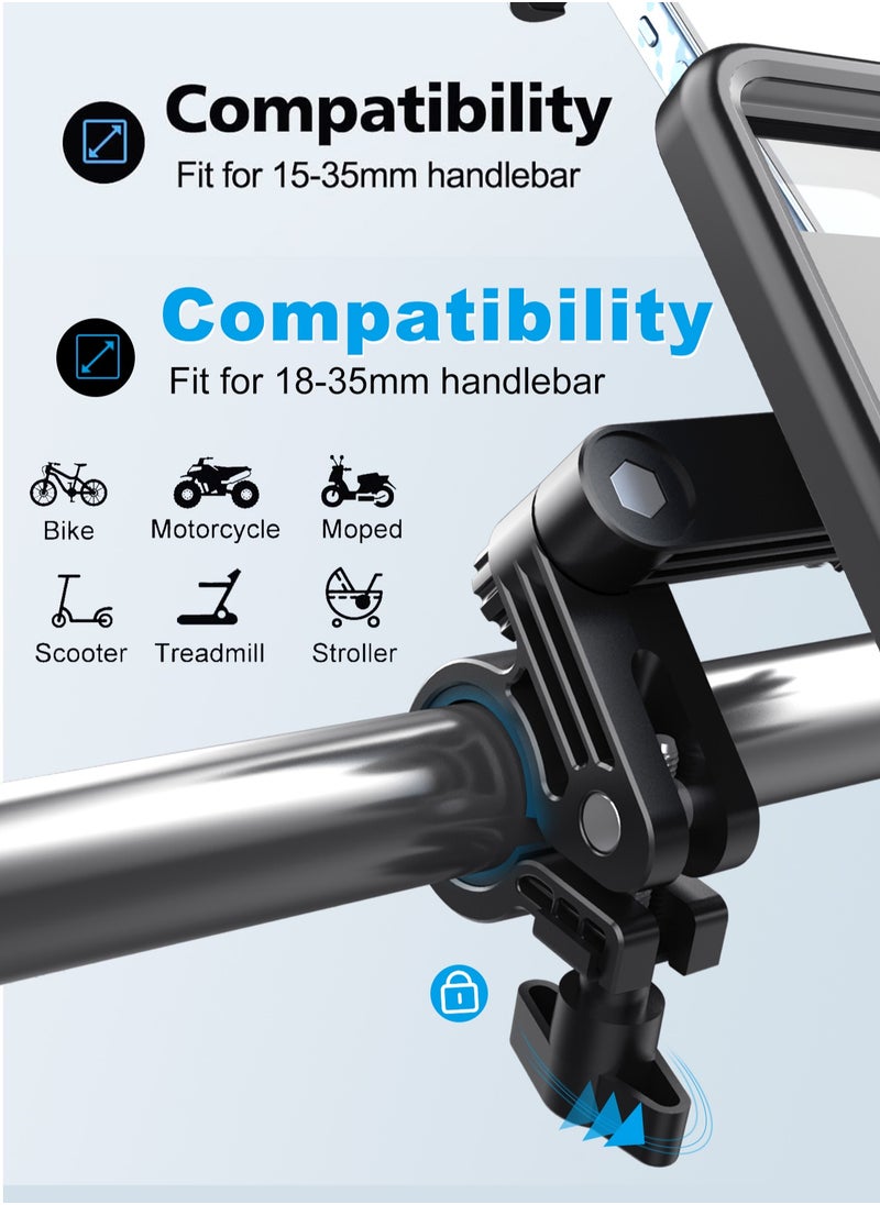 HouDeOS Cycle Phone Holder Waterproof,Motorcycle Handlebar Mount,Mountain Bicycle Cellphone Clamp，Scooter Phone Clip Freely Adjustable  - Image 4
