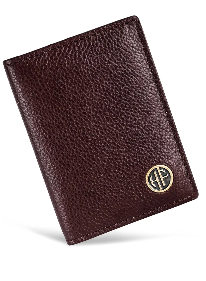 HAMMONDS FLYCATCHER Leather Card Holder for Men, Credit Card Holder, Slim Bi-Fold RFID Protected Credit Card Wallet for Men with 6 Card Slots, Metal Snap Button - Redwood Brown | 4SND