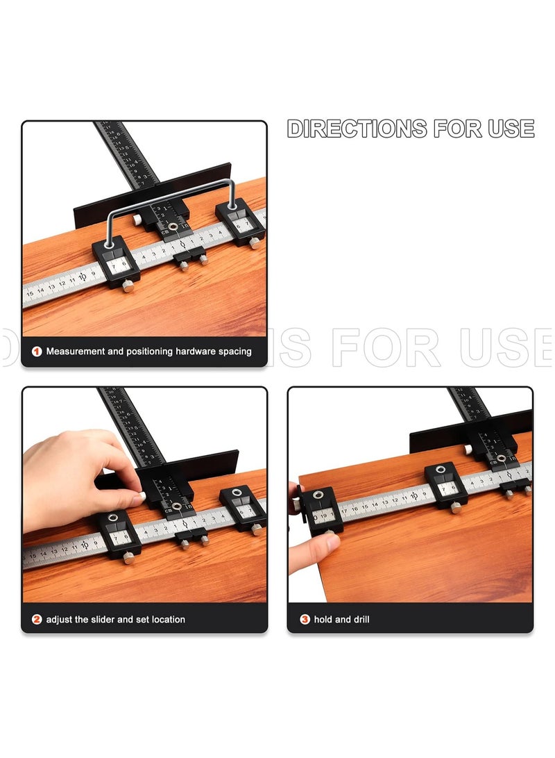 KASTWAVE Cabinet Hardware Jig Tool, Adjustable Punch Locator Drill Template Guide, Multifunctional Woodworking Aids Wood Drilling Dowelling Guide For Installation of Handles Knobs on Doors And Drawer (Black) - Image 3