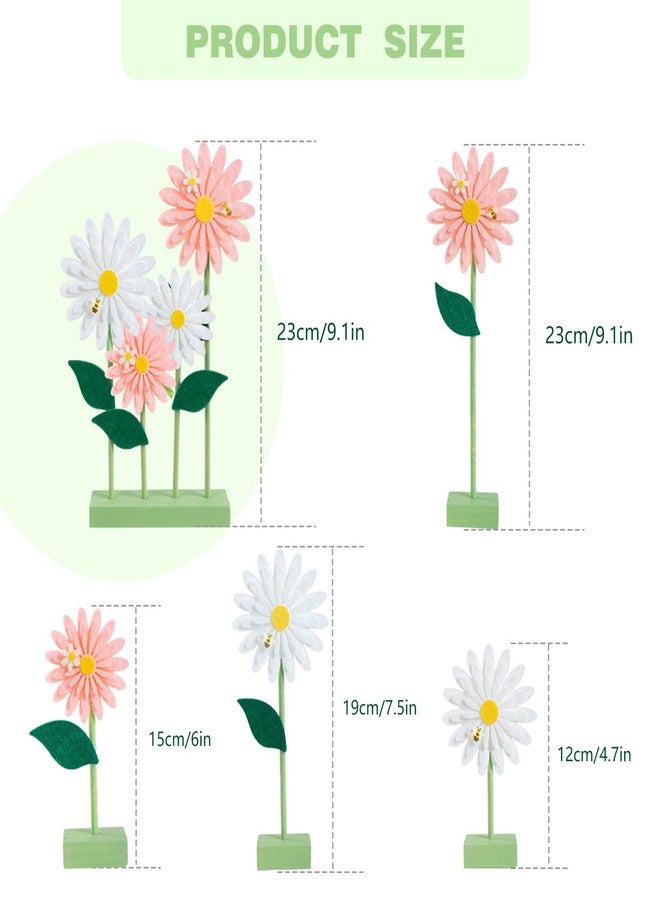 PAPER JAZZ Felt Pink White Daisy Decorations Boho Daisy Standing Tabletop Decorations Daisy Centerpieces Valentine's Day Girl Girlfriend Gift - Image 5