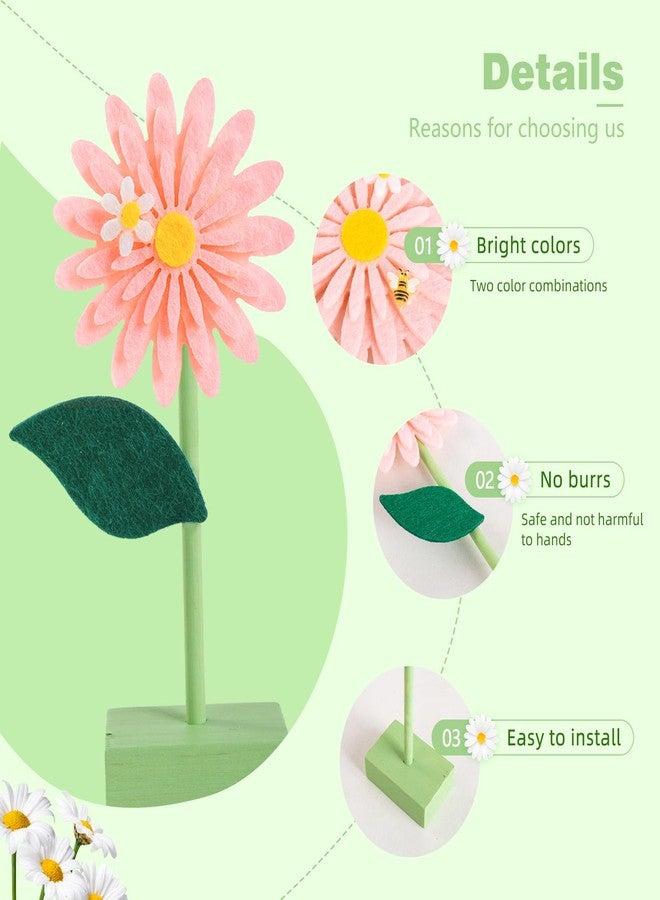 PAPER JAZZ Felt Pink White Daisy Decorations Boho Daisy Standing Tabletop Decorations Daisy Centerpieces Valentine's Day Girl Girlfriend Gift - Image 4