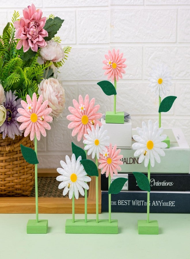 PAPER JAZZ Felt Pink White Daisy Decorations Boho Daisy Standing Tabletop Decorations Daisy Centerpieces Valentine's Day Girl Girlfriend Gift - Image 2