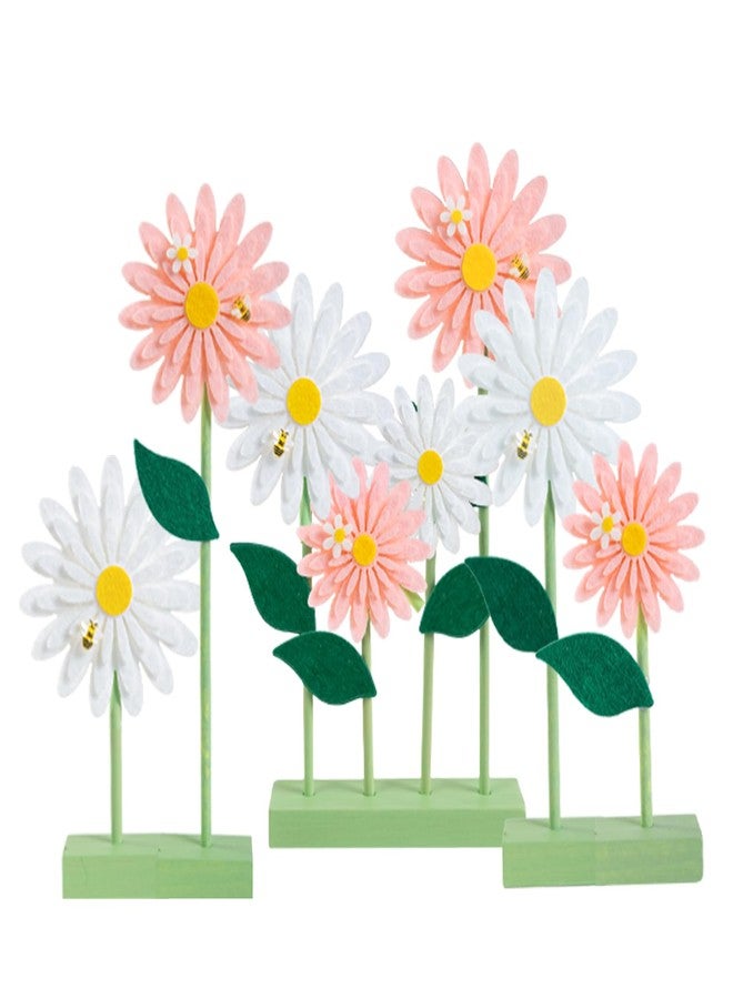 PAPER JAZZ Felt Pink White Daisy Decorations Boho Daisy Standing Tabletop Decorations Daisy Centerpieces Valentine's Day Girl Girlfriend Gift - Image 1