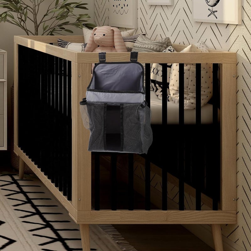 Bedside Hanging Diaper Organizer Bag for Nursery Storage Diapers Container with Foldable Design and Sundries Pouch for Home Nursery - Image 3