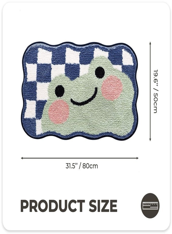 Tyrafry Cute Bath Mat for Bathroom, Super Soft Carpet Microfiber Shaggy Mat, Cartoon Bath Rug Fluffy Non Slip Water Absorbent Plush Rug Thick Washable Area Rug, 19.6 x 31.5 Inches, Frog - Image 2