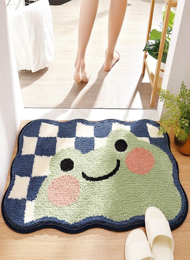 Tyrafry Cute Bath Mat for Bathroom, Super Soft Carpet Microfiber Shaggy Mat, Cartoon Bath Rug Fluffy Non Slip Water Absorbent Plush Rug Thick Washable Area Rug, 19.6 x 31.5 Inches, Frog - Image 3