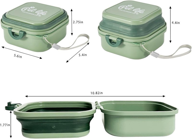 cermug Collapsible Dog Bowl, Travel Dog Bowl, 2-in-1 Pet Food and Water Feeder Dish for Small Dogs Food Container with Lid BPA Free Suitable for Walking, Traveling, Camping and Hiking (Green) cermug - Image 5