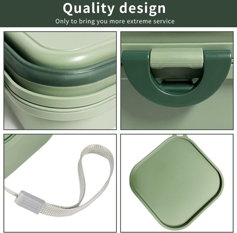 cermug Collapsible Dog Bowl, Travel Dog Bowl, 2-in-1 Pet Food and Water Feeder Dish for Small Dogs Food Container with Lid BPA Free Suitable for Walking, Traveling, Camping and Hiking (Green) cermug - Image 4