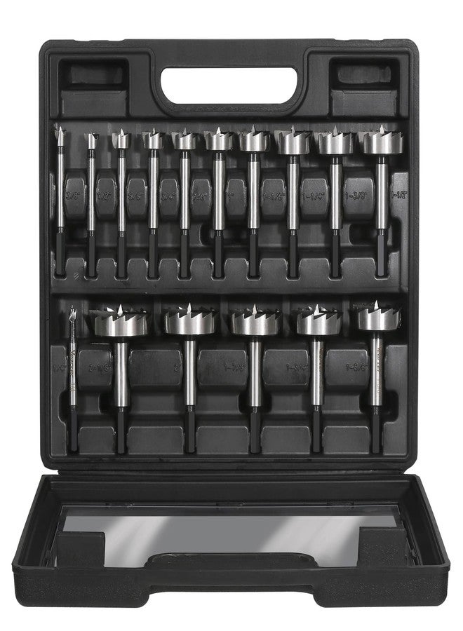 Vearter 16PCS Forstner Drill Bit Set, 1/4'' to 2-1/8'' HCS Multi-Tooth Woodworking Tools with Hex Shank, Hole Saw Cutter Hinge Boring Bit Kit for Solid Wood, MDF, Particleboard - Image 1