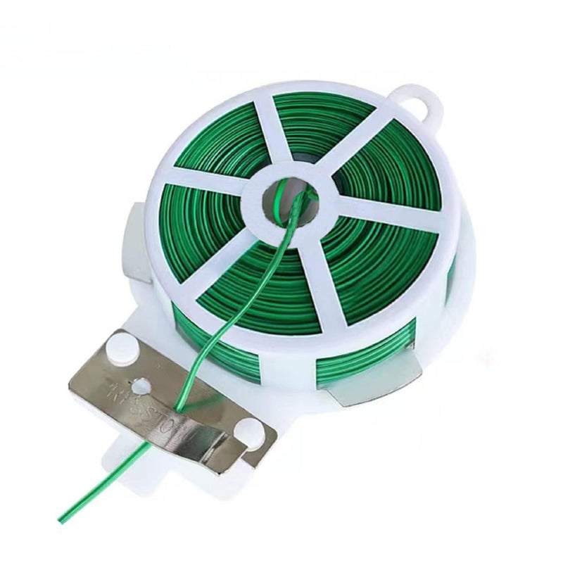 WFAUIBR Twist Tie, 328 Feet (100m), green cable ties with Cutter, Garden Plant Ties Reusable, Green Twist Ties for plants Gardening Tomatoes Tie garden ties for plants,garden twist ties flowers Climbing - Image 1