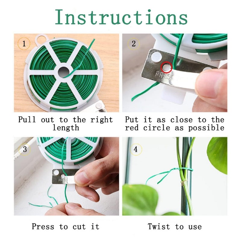 WFAUIBR Twist Tie, 328 Feet (100m), green cable ties with Cutter, Garden Plant Ties Reusable, Green Twist Ties for plants Gardening Tomatoes Tie garden ties for plants,garden twist ties flowers Climbing - Image 4