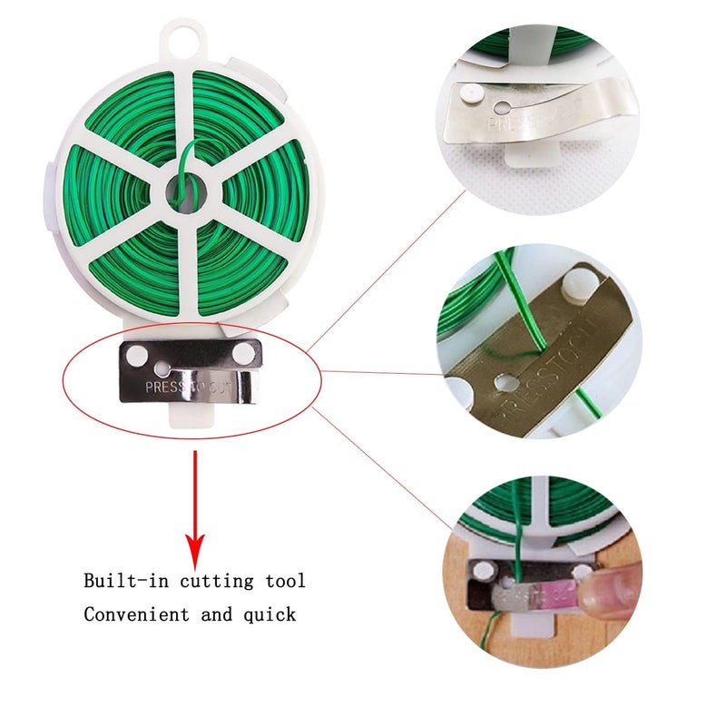 WFAUIBR Twist Tie, 328 Feet (100m), green cable ties with Cutter, Garden Plant Ties Reusable, Green Twist Ties for plants Gardening Tomatoes Tie garden ties for plants,garden twist ties flowers Climbing - Image 3