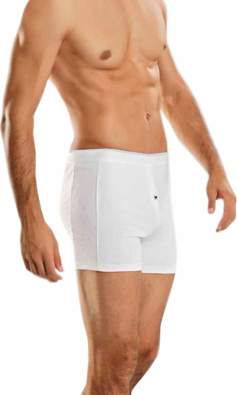 Berrak 12 Pieces White Color Buttoned Lycra Boxer 