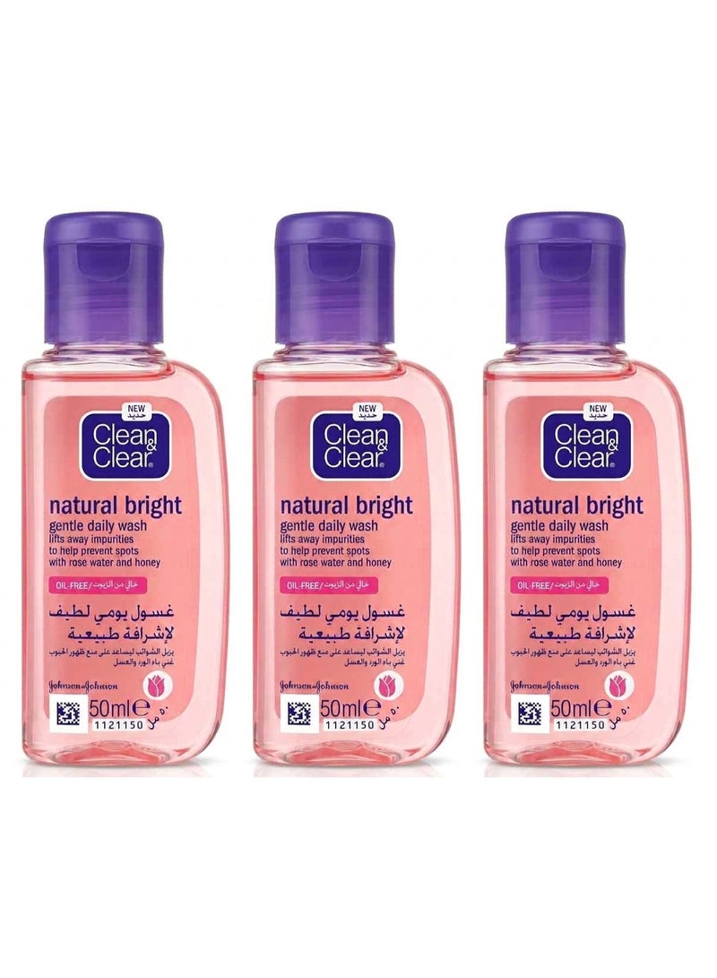 Clean & Clear 3Pcs Clean & Clear Natural Bright Daily Facial Wash 50Ml - Image 1