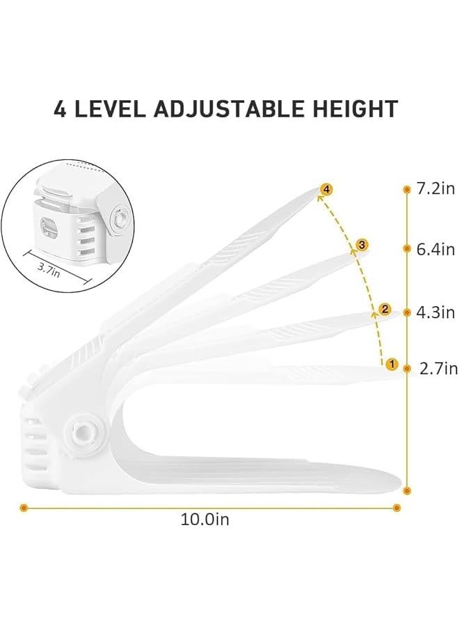 HOOKOR Durku Shoe Slots Organizer 20 Pack,Shoe Stackers for a Pair Of Shoes, shoe storage Shoe Space Savers 50%, 4 Levels Adjustable Thickening Double Layer shoe holders shoe organizer for closet (White) - Image 2