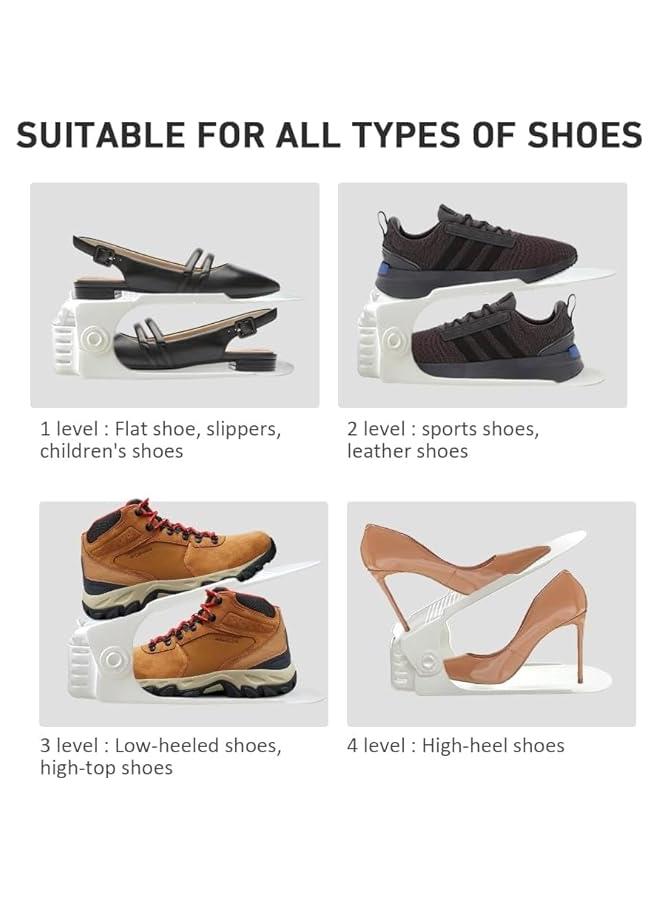 HOOKOR Durku Shoe Slots Organizer 20 Pack,Shoe Stackers for a Pair Of Shoes, shoe storage Shoe Space Savers 50%, 4 Levels Adjustable Thickening Double Layer shoe holders shoe organizer for closet (White) - Image 3