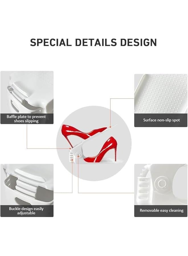 HOOKOR Durku Shoe Slots Organizer 20 Pack,Shoe Stackers for a Pair Of Shoes, shoe storage Shoe Space Savers 50%, 4 Levels Adjustable Thickening Double Layer shoe holders shoe organizer for closet (White) - Image 4