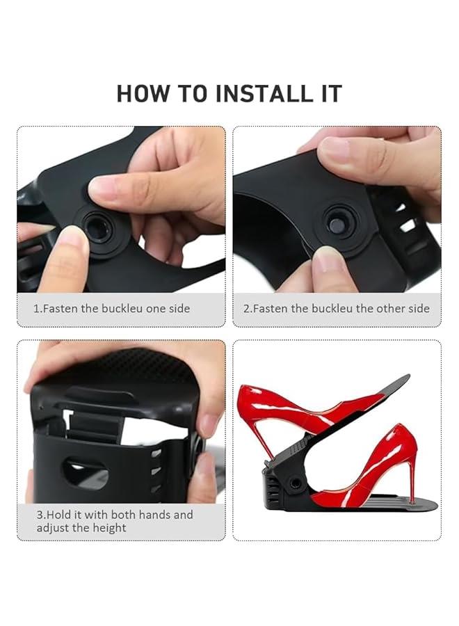 HOOKOR Durku Shoe Slots Organizer 20 Pack,Shoe Stackers for a Pair Of Shoes, shoe storage Shoe Space Savers 50%, 4 Levels Adjustable Thickening Double Layer shoe holders shoe organizer for closet (White) - Image 5